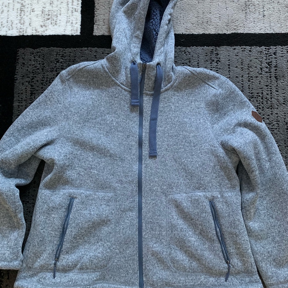 Free Country Women’s Blue Knit Hooded Full Zipper Jacket SzXXL